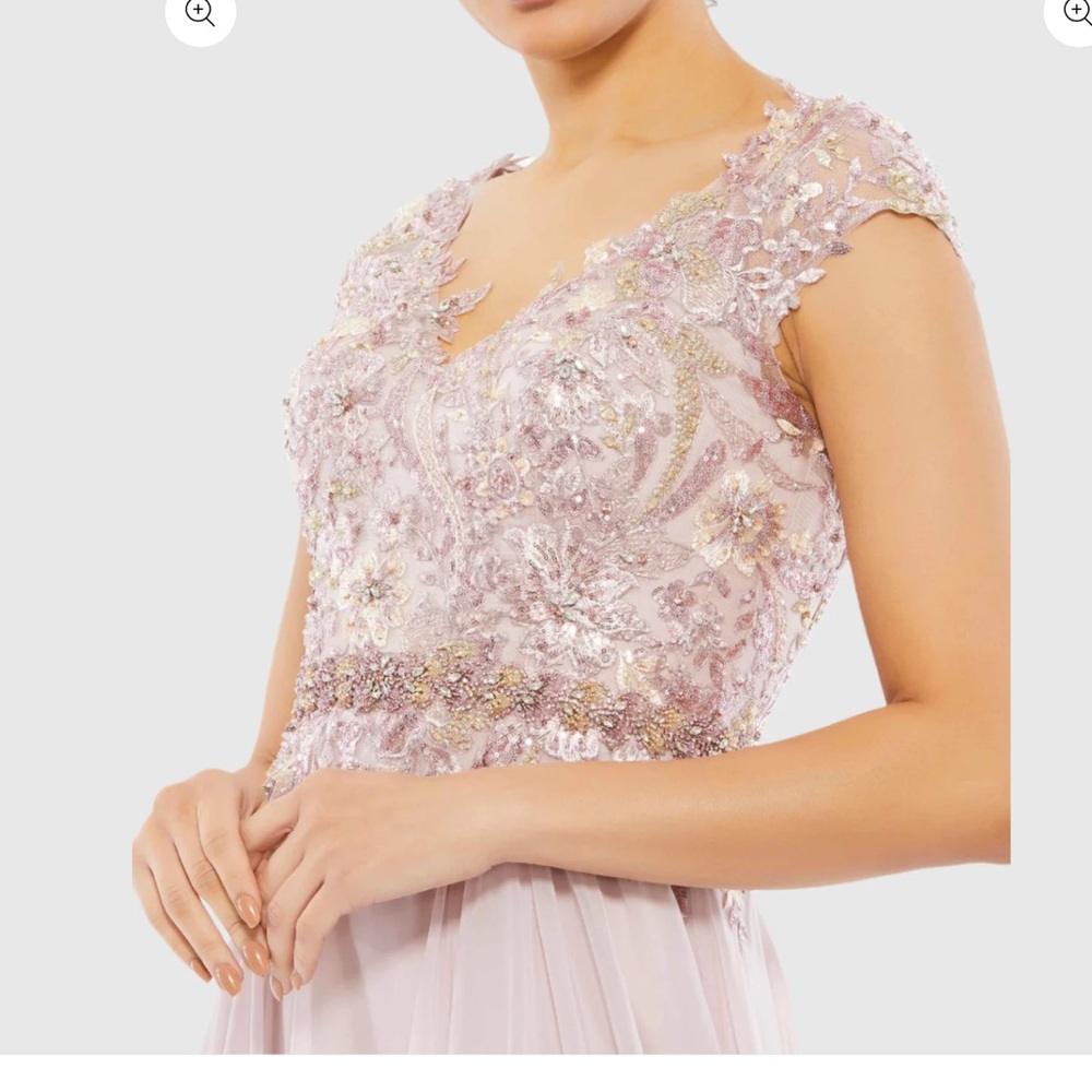 Pink Embellished Cap Sleeve Bodice Flowy Gown